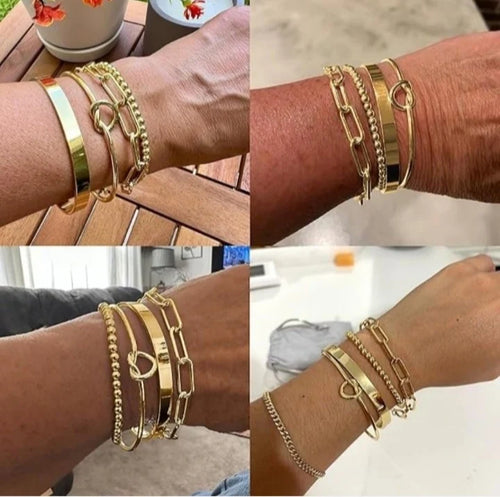 4 Pieces Gold-Tone Plated Bangle Set